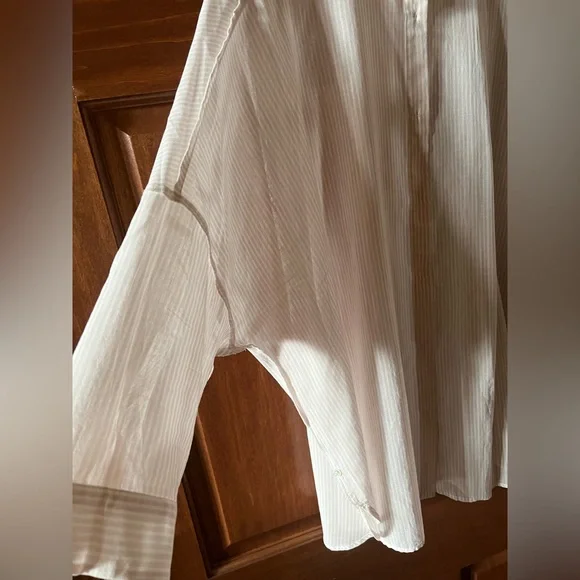 Weekend Max Mara Shirt Button Down Striped White and Light Pink Size 10 - Picture 9 of 15